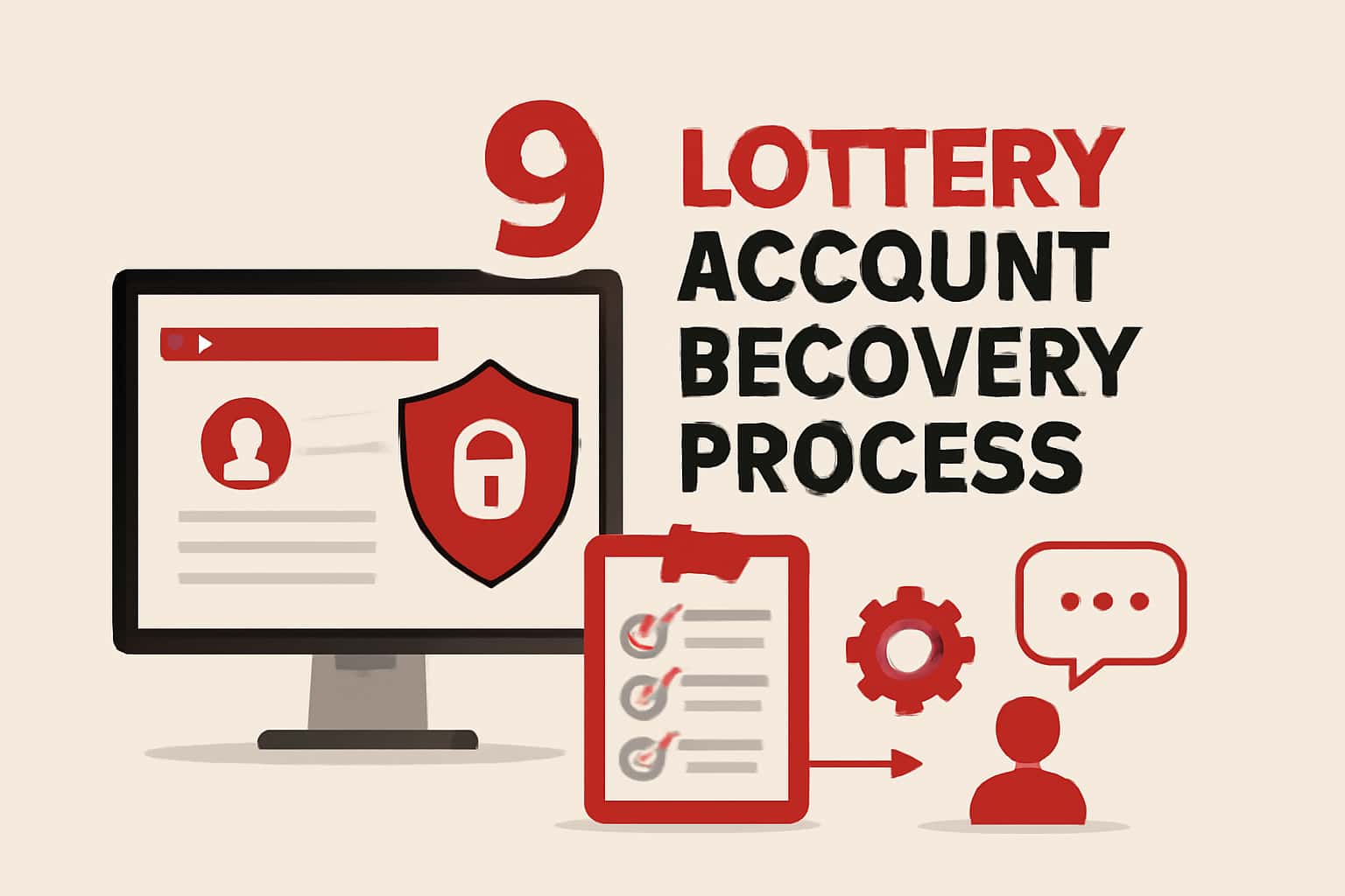 Informational scene depicting the 9 Lottery Account Recovery Process.