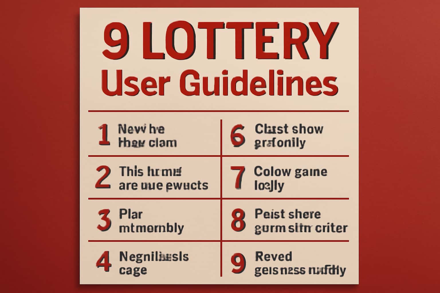 An informative graphic depicting the 9 Lottery User Guidelines in a modern style.