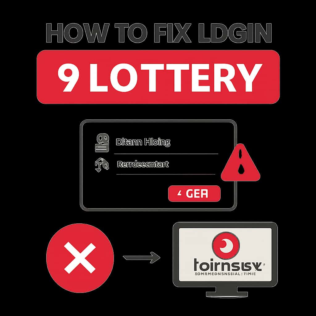 Illustration demonstrating common login issues and solutions for 9 Lottery