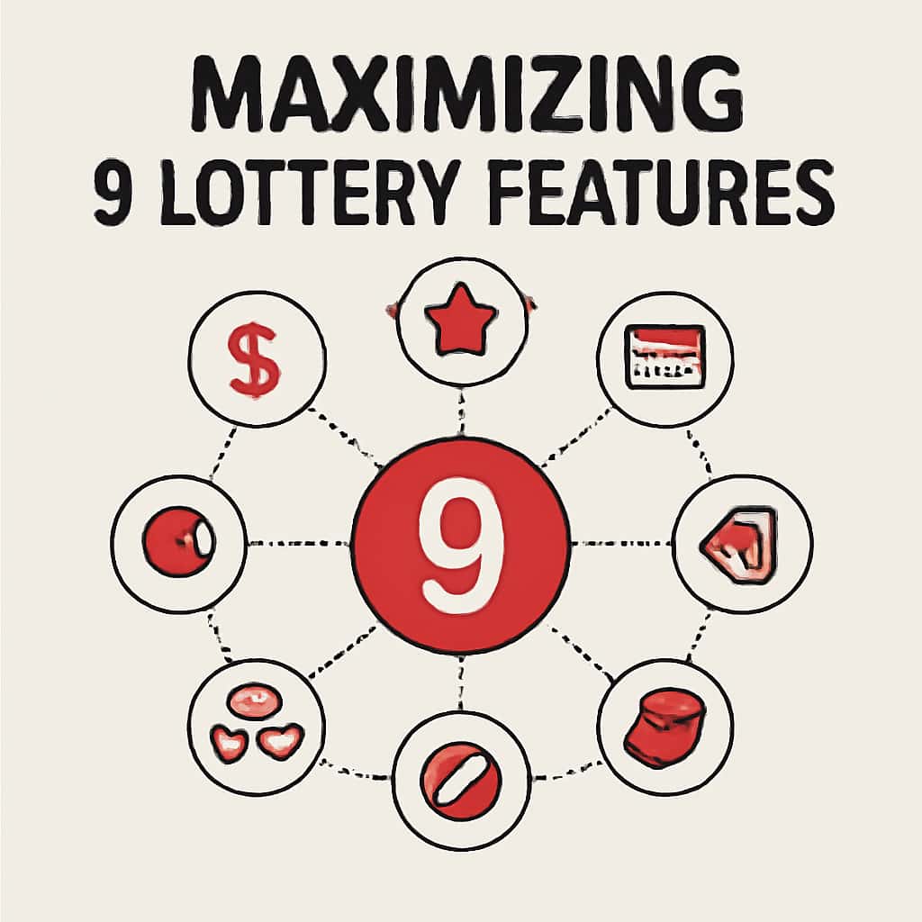 An educational diagram illustrating the features of the 9 Lottery platform.