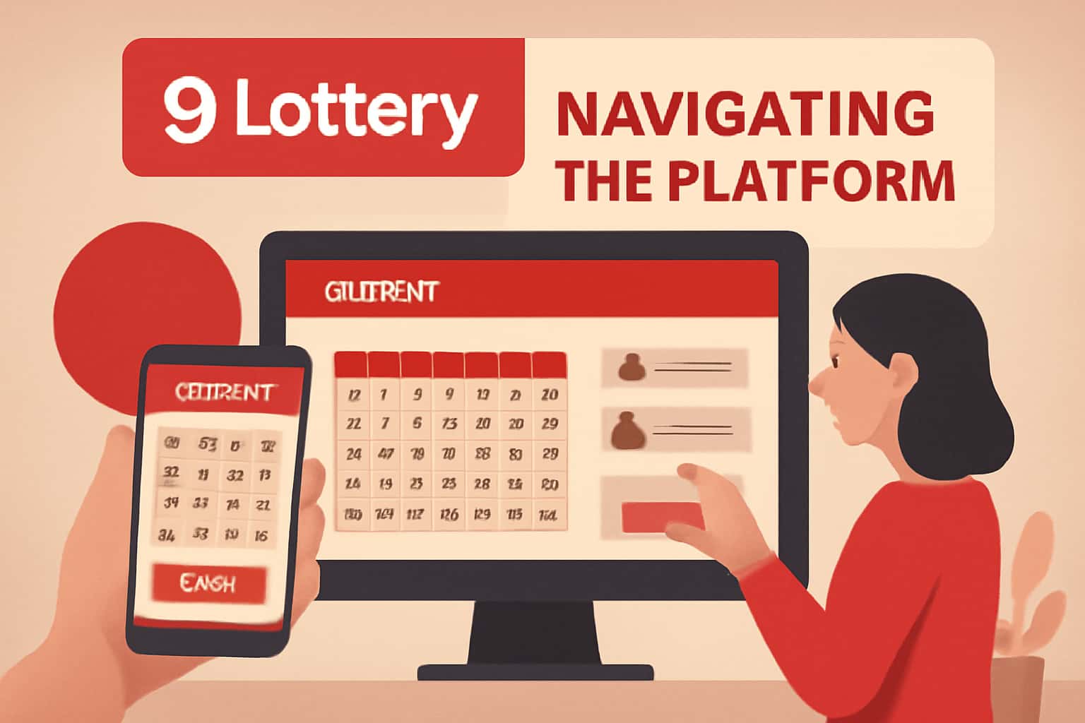 An image depicting a user navigating the 9 Lottery platform on a modern device.