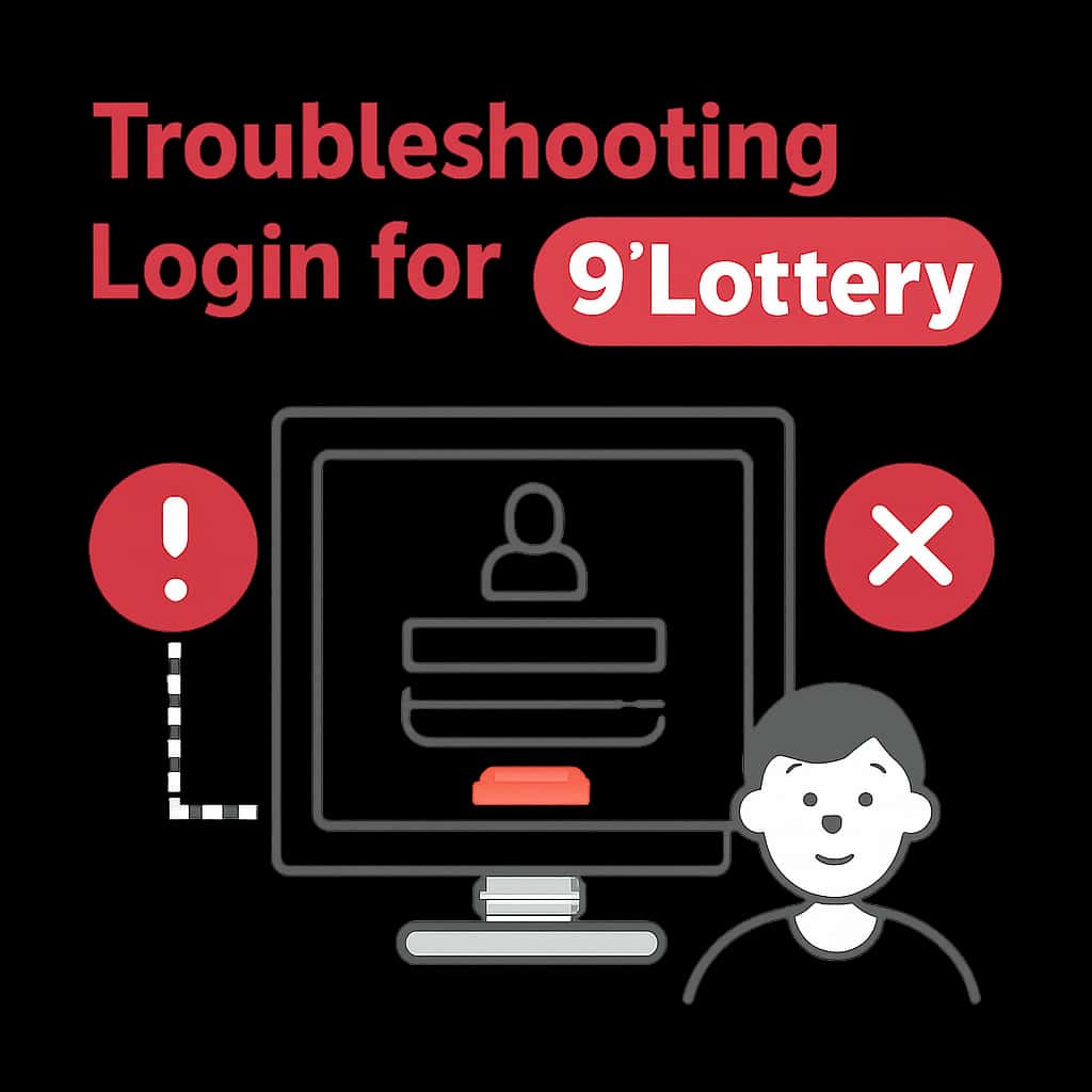 Illustration detailing troubleshooting steps for 9 Lottery login.